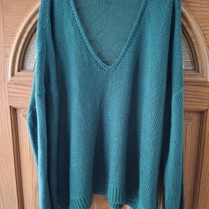 H&M Green V-Neck Knit Sweater